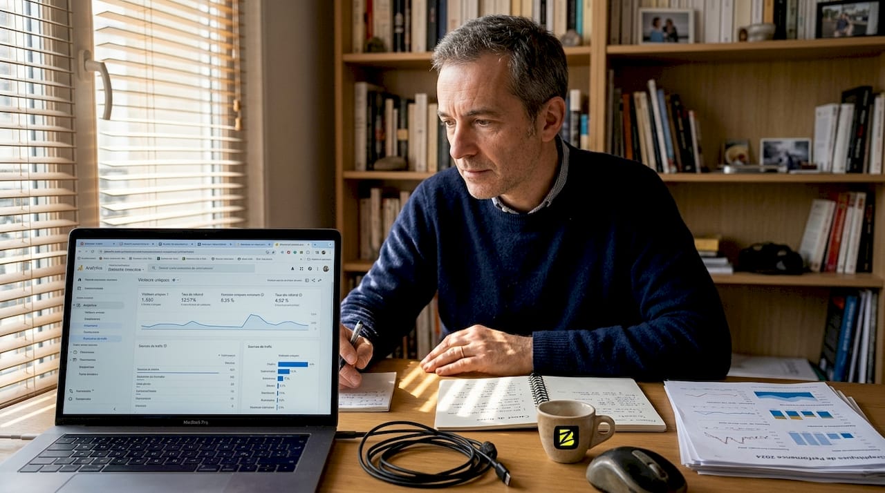 Développeur web en train d’étudier les indicateurs de performance d’un site