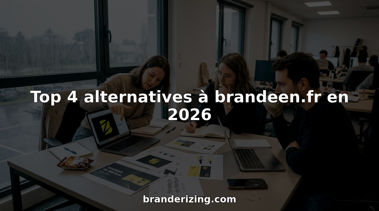 Une équipe échange sur les axes de communication de la marque dans un espace de travail ouvert.