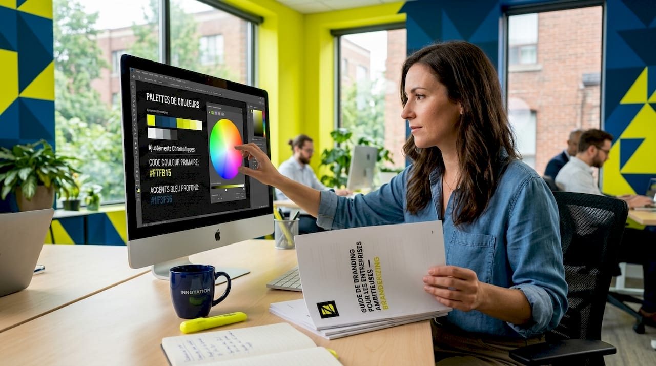 Un responsable marketing passe en revue l’espace de travail dédié à l’image de marque digitale.