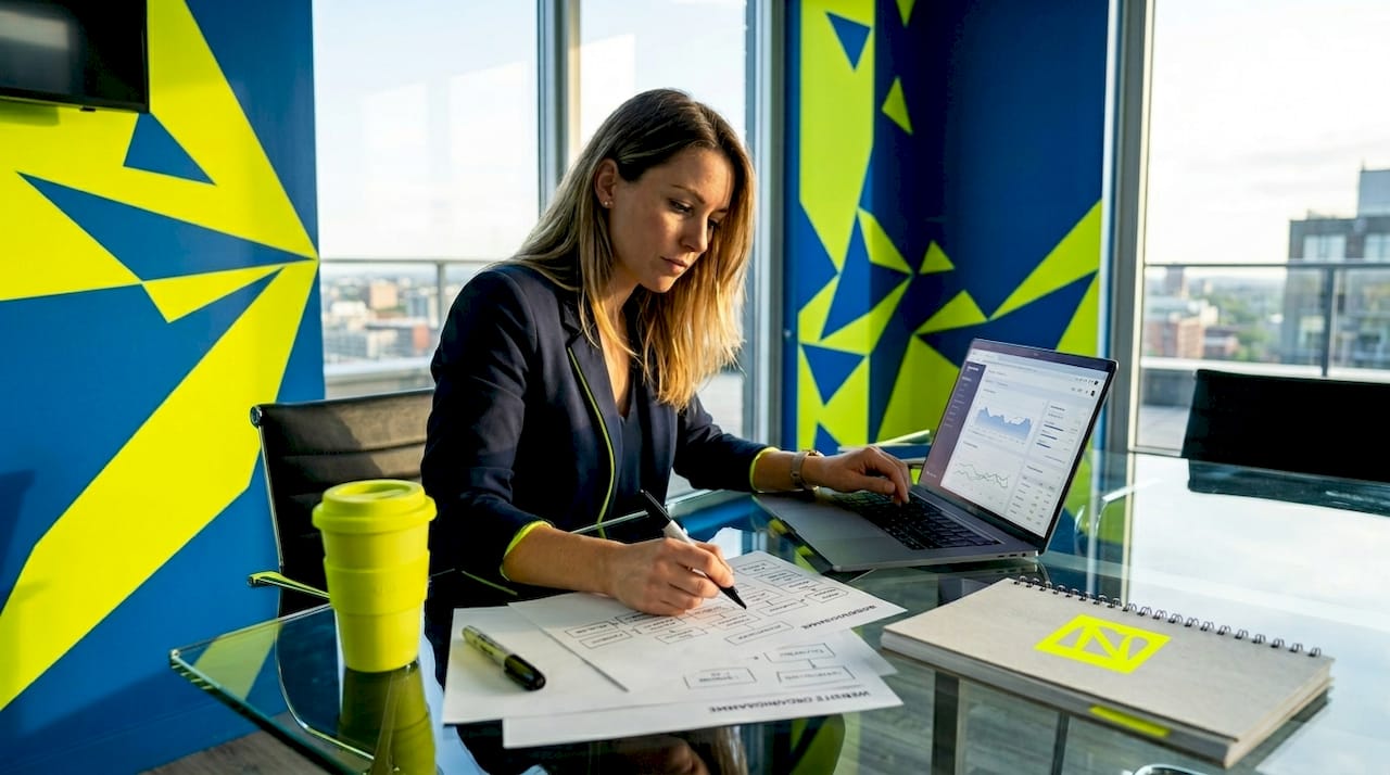 Le directeur marketing élabore la feuille de route pour la conception du site web.