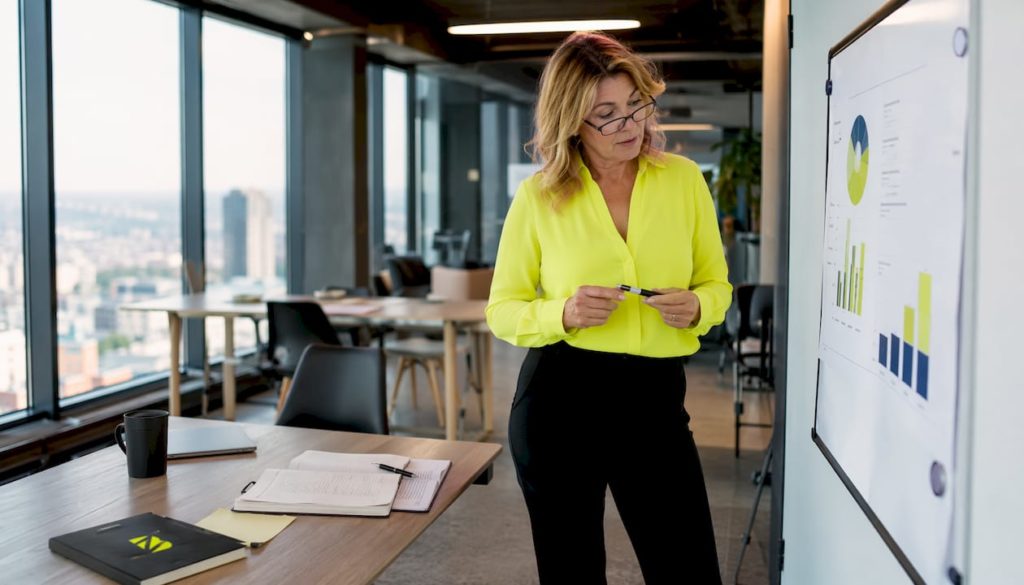 Une directrice marketing en pleine évaluation du budget consacré à la publicité.