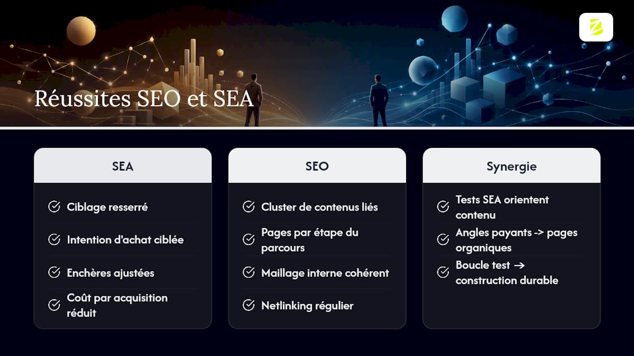 Quels exemples concrets illustrent des campagnes SEO et SEA réussies ? — overview diagram