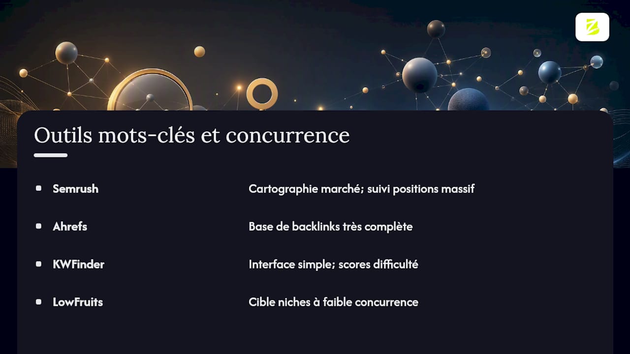 Pour la recherche de mots-clés et l'analyse concurrentielle — overview diagram