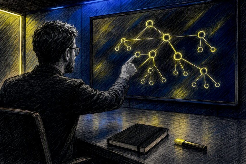 Consultant en pleine analyse d'un réseau de liens internes