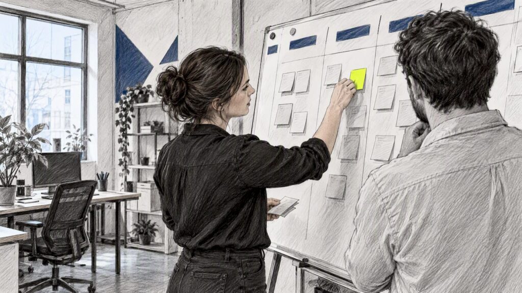 Équipe en train de planifier les phases d’un site web