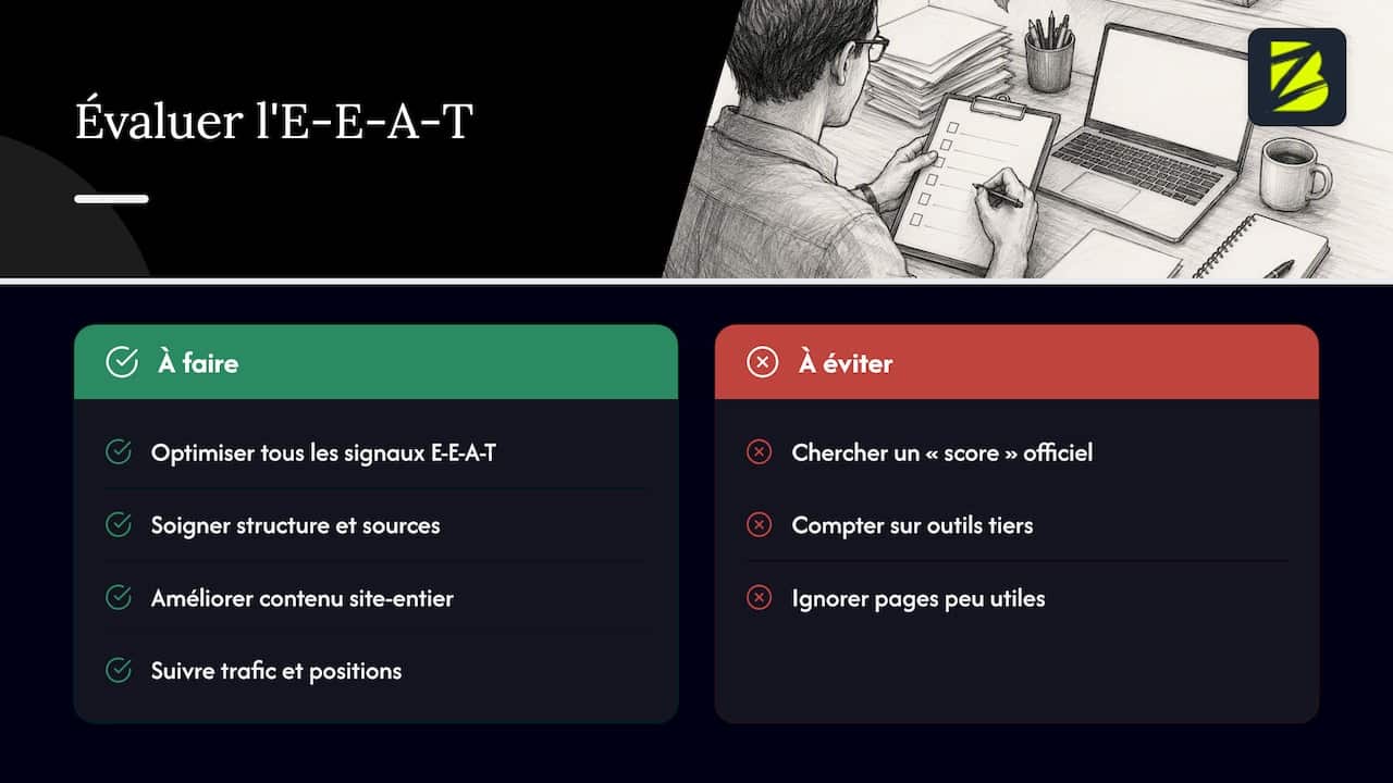 Comment Google évalue réellement l'E‑E‑A‑T sans score chiffré — overview diagram