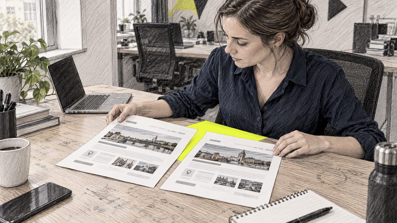 Deux pages locales affichées côte à côte sur un bureau