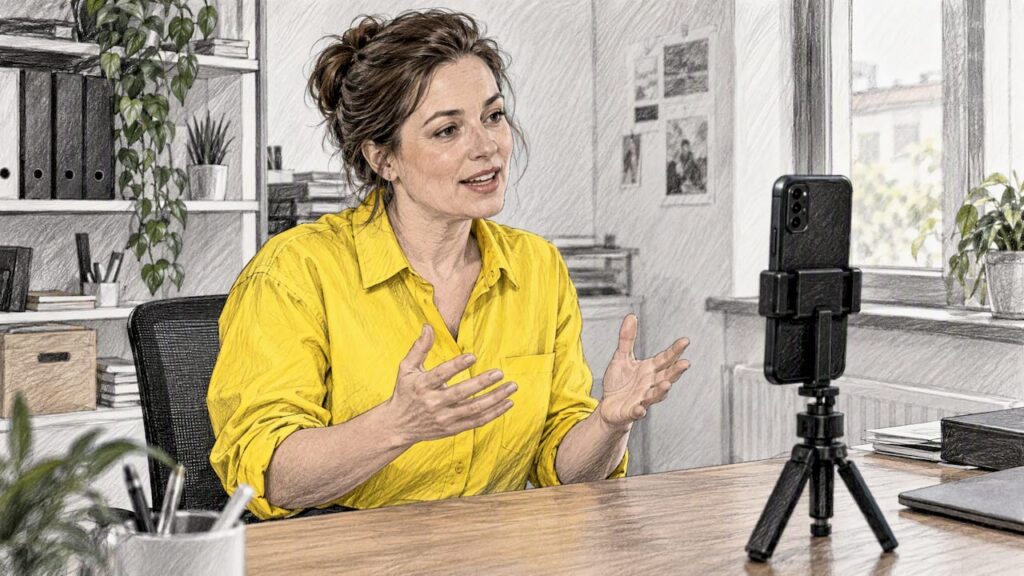 Le responsable marketing réalise une publicité vidéo B2B