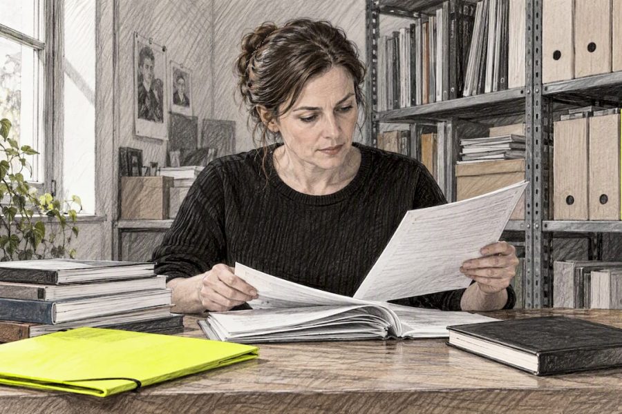 Éditrice qui vérifie les sources d’un contenu