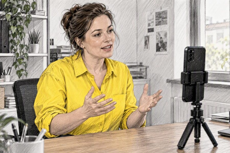 Le responsable marketing réalise une publicité vidéo B2B