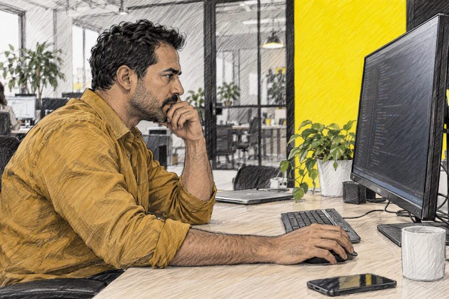 Consultant analysant le code hreflang sur son écran