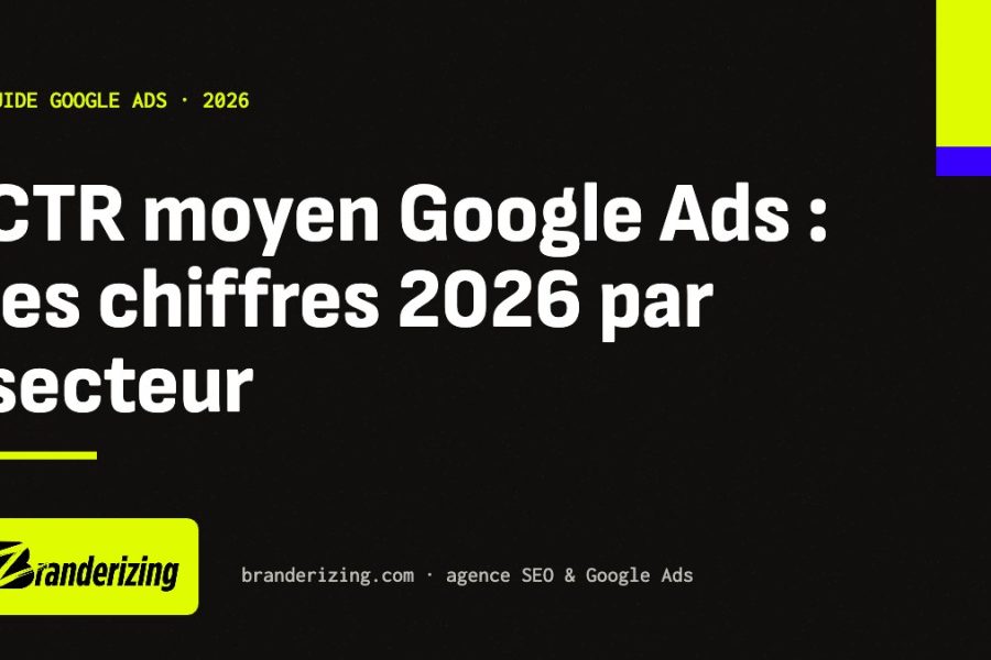 CTR moyen Google Ads 2026 par secteur, par Branderizing